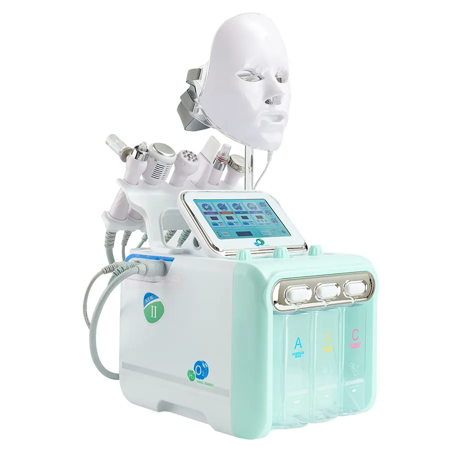 Portable 7 In 1 Hydro Peel Facial Hydrafacial Machine Hydra Facial Therapy - Color: White